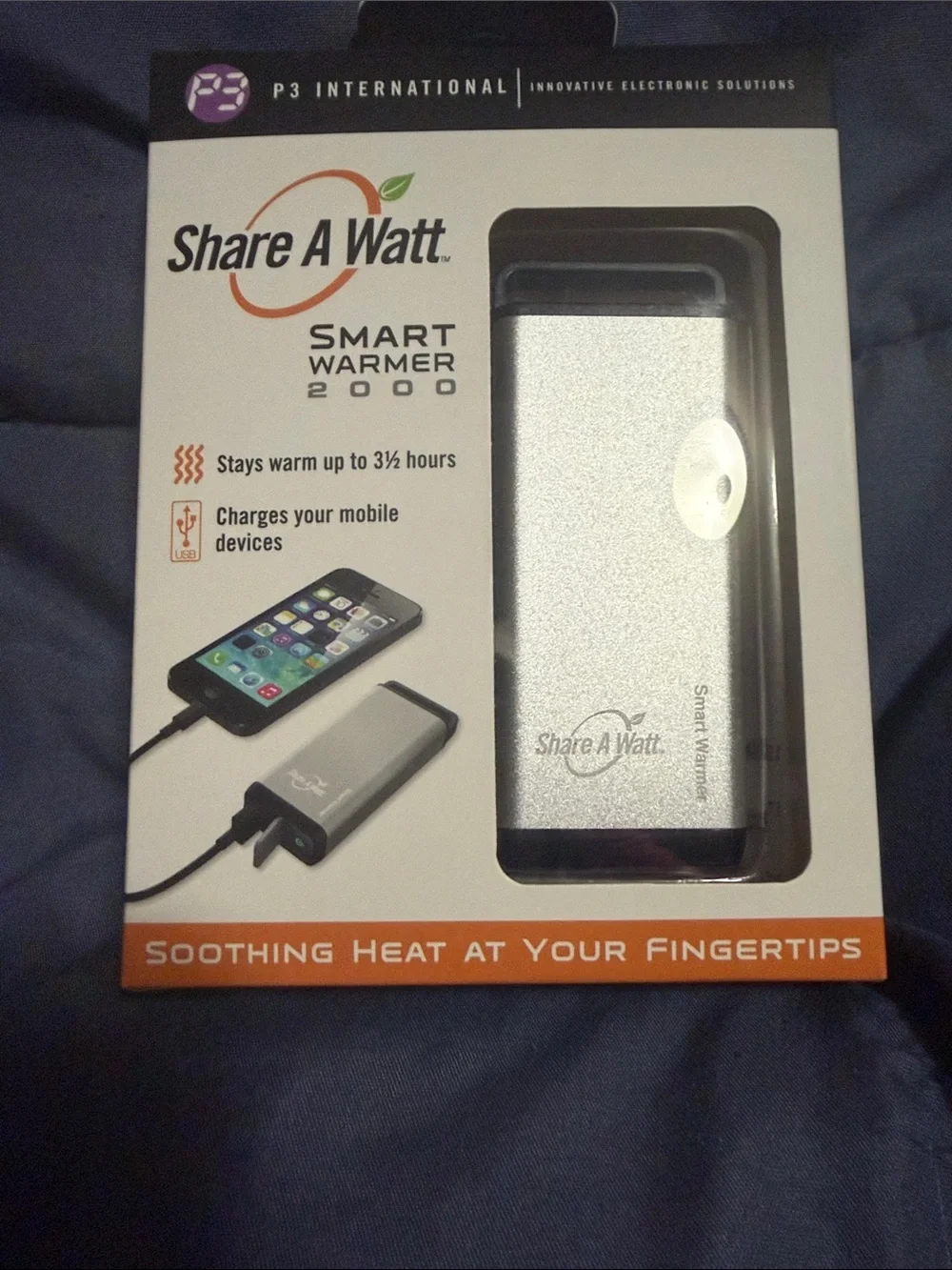 Silver Smart Warmer 2000 – Portable Phone Warmer & Charger